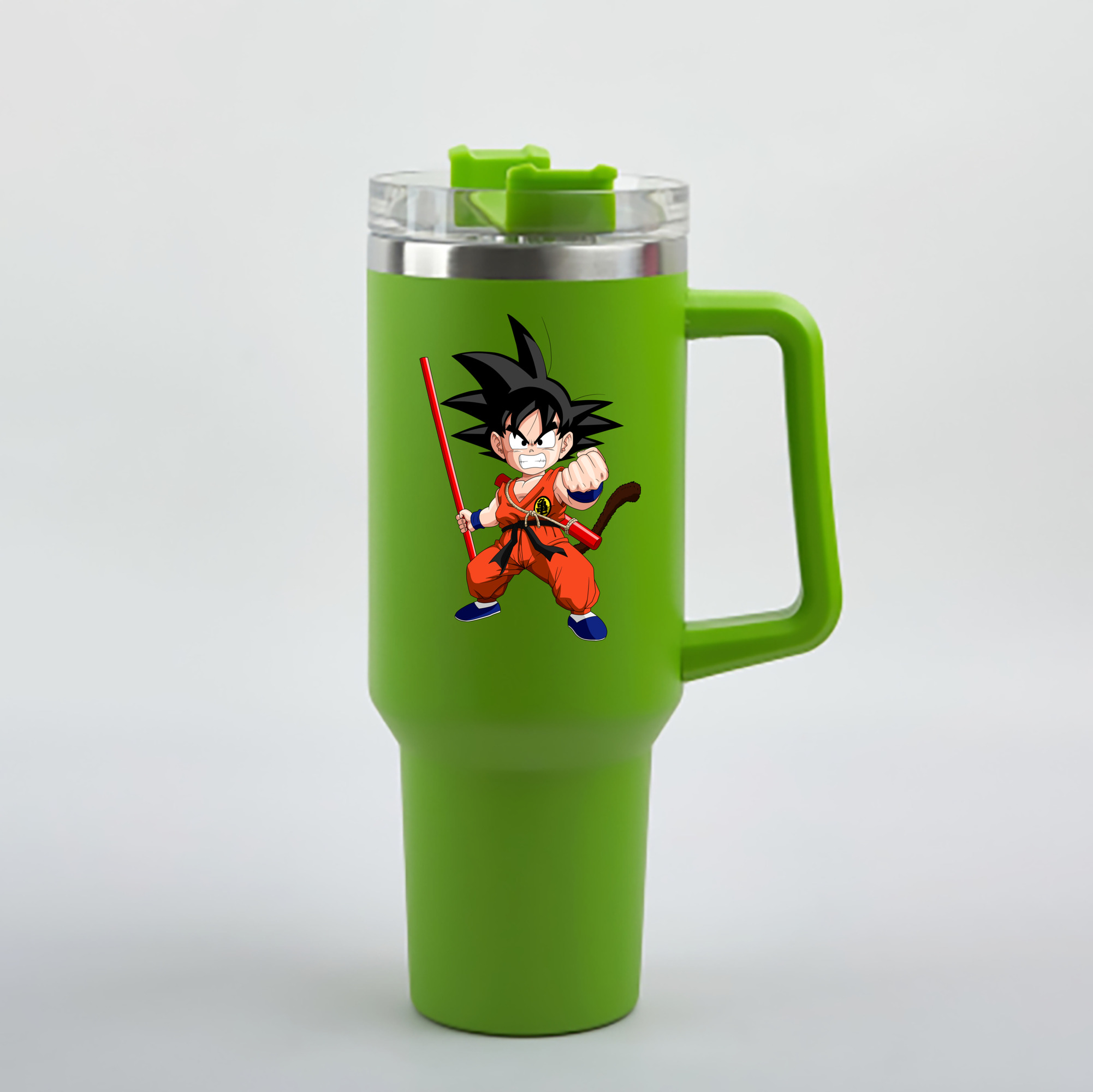 （画像用） ドラゴンボール 孫悟空（そん ごくう）Son Goku カカロット DRAGON BALL Kakarotto 1200mL車用タンブラー - クリスタルステッカー（プラスチックストロー付き）